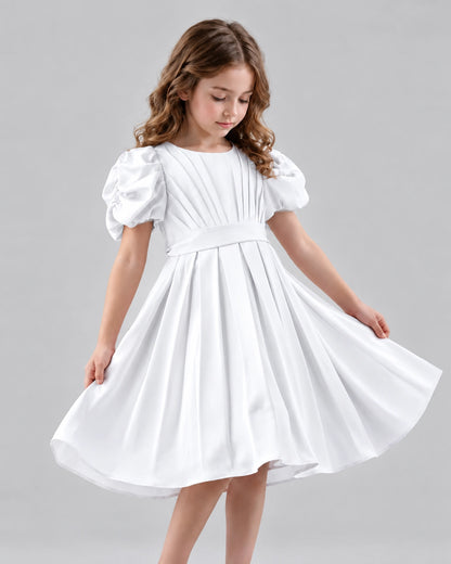 White A-line Girls Formal Dresses Front