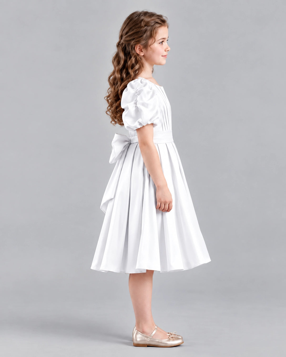 White A-line Girls Formal Dresses Side