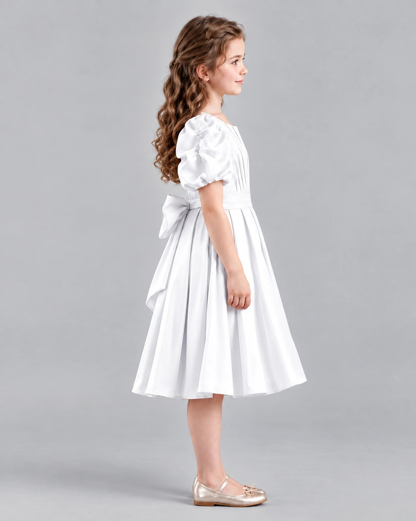 White A-line Girls Formal Dresses Side