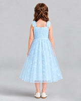 Baby Blue A-line Girls Formal Dresses Back