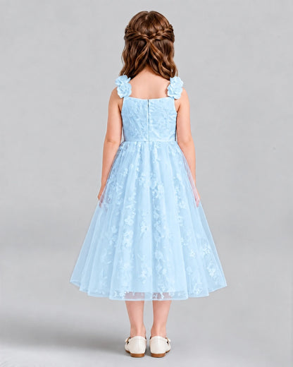 Baby Blue A-line Girls Formal Dresses Back
