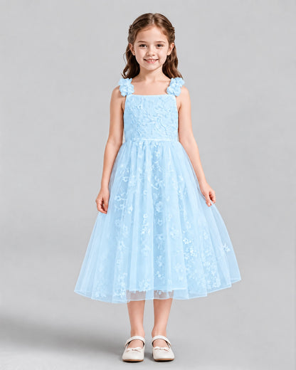 Baby Blue A-line Girls Formal Dresses Front