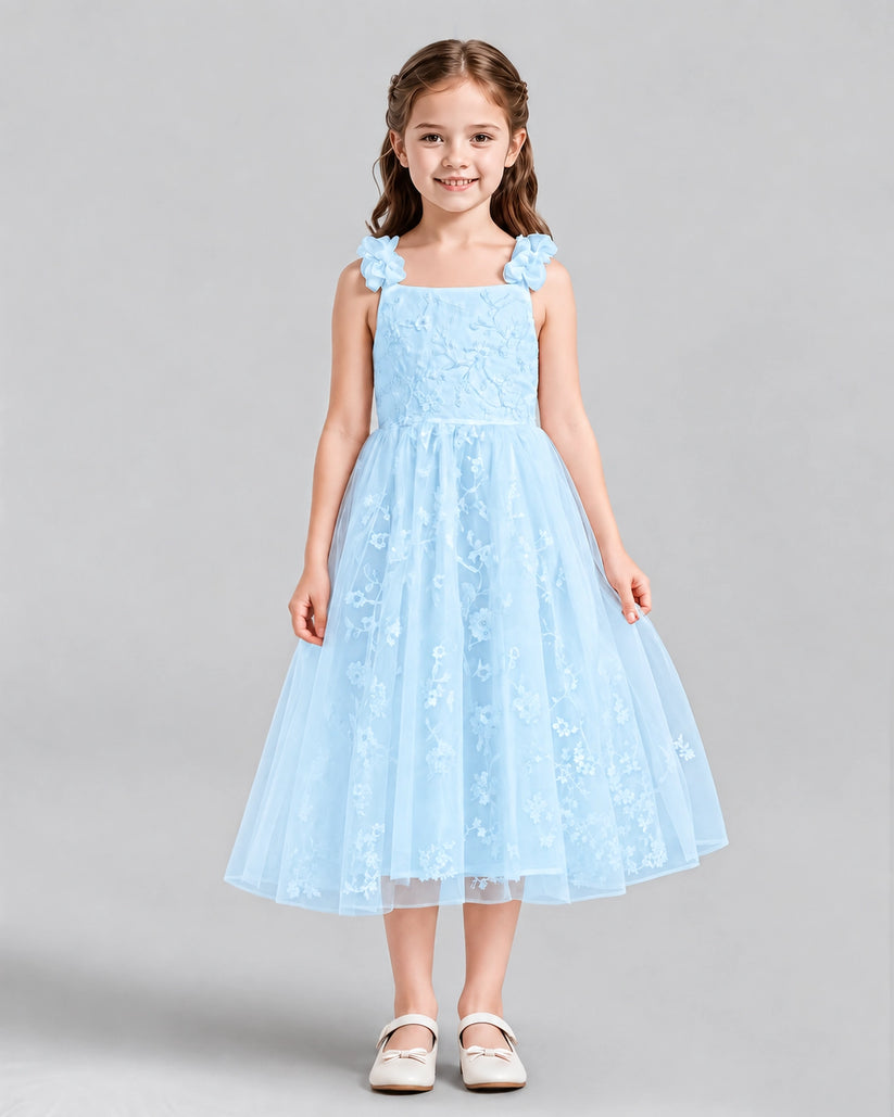 Baby Blue A-line Girls Formal Dresses Front