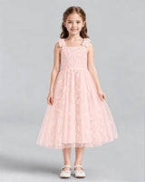 Blush Pink A-line Girls Formal Dresses Front
