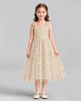 Champagne A-line Girls Formal Dresses Front