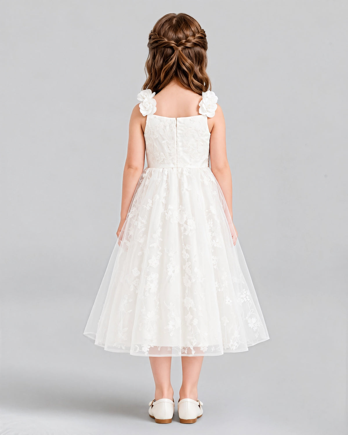 Ivory A-line Girls Formal Dresses Back