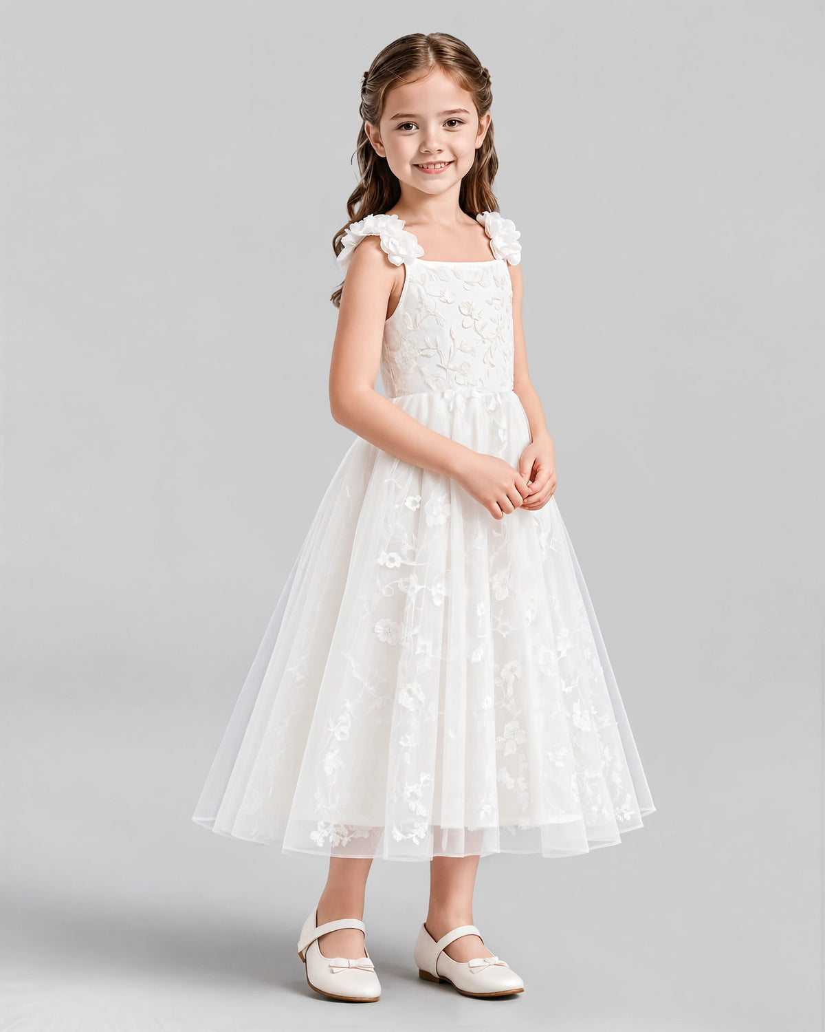 Ivory A-line Girls Formal Dresses Side