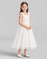 Ivory A-line Girls Formal Dresses Side
