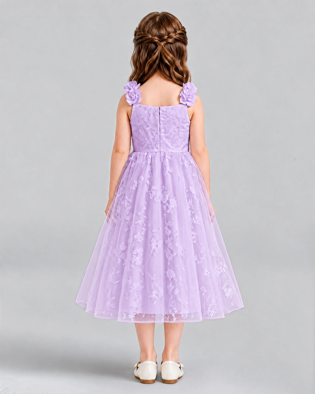 Lilac A-line Girls Formal Dresses Back