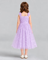 Lilac A-line Girls Formal Dresses Back