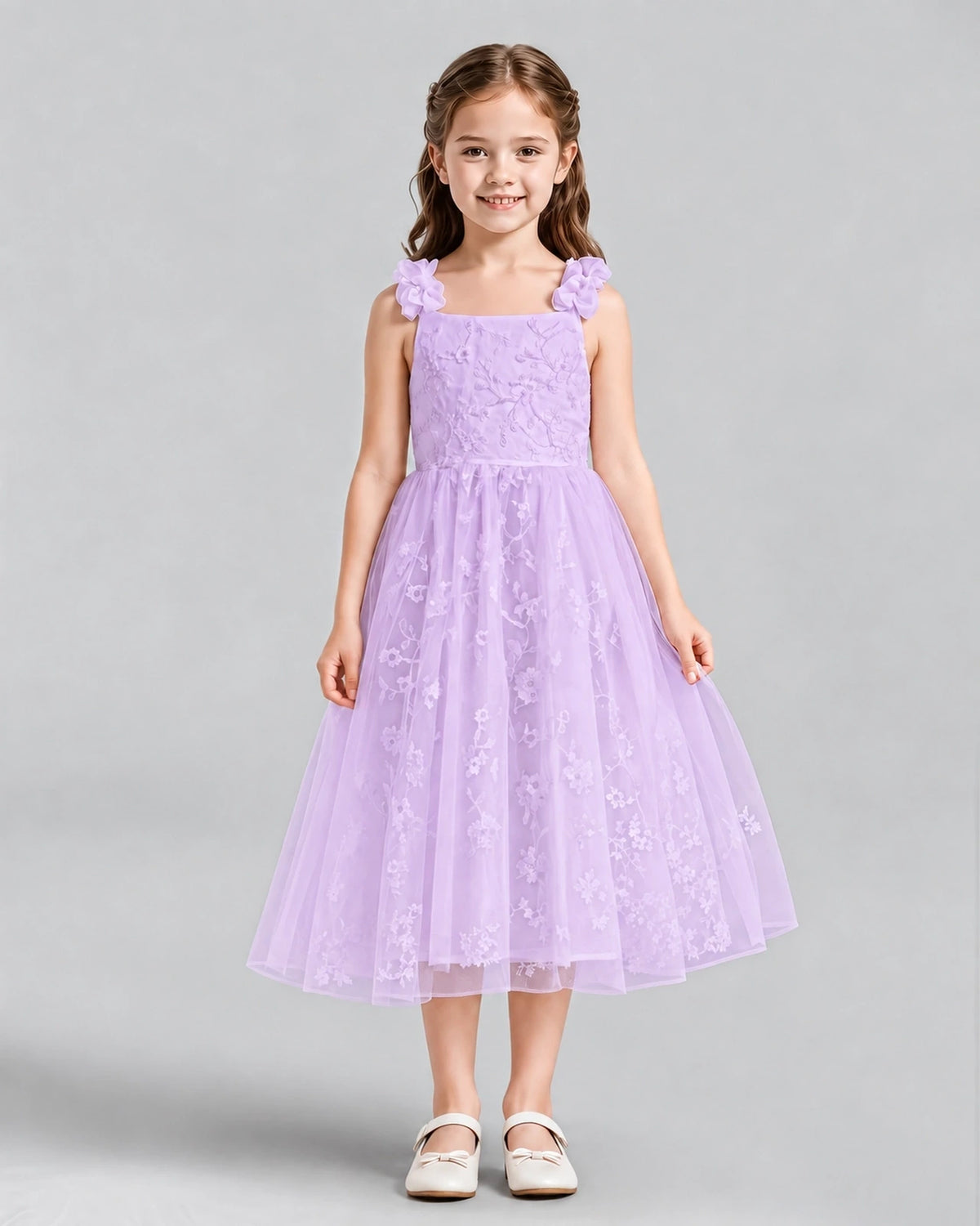 Lilac A-line Girls Formal Dresses Front