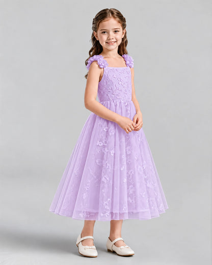 Lilac A-line Girls Formal Dresses Side