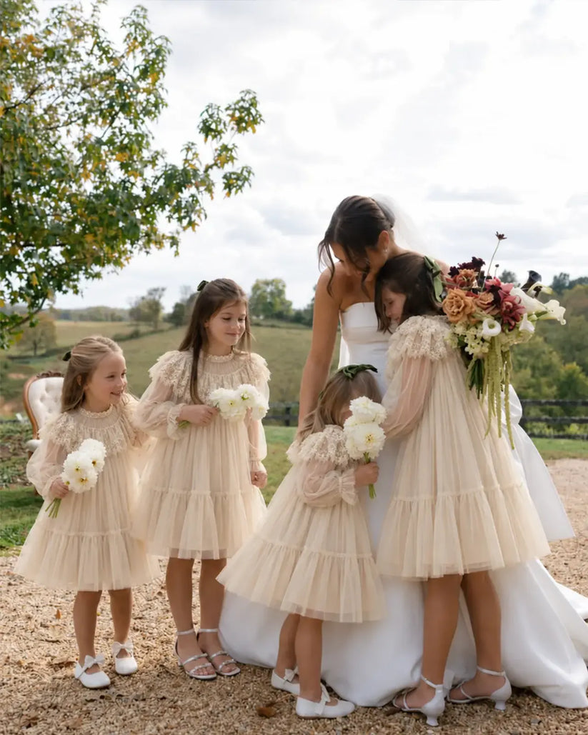 Champagne A-line Flower Girl Dresses Front [Shared]