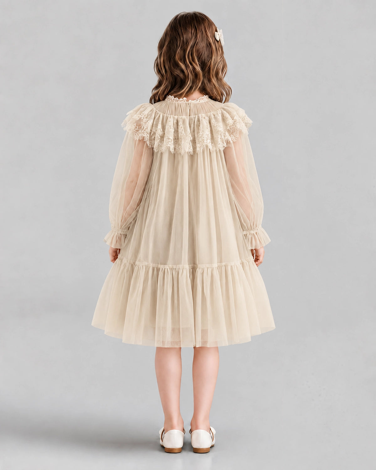 Champagne A-line Flower Girl Dresses Back
