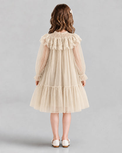 Champagne A-line Flower Girl Dresses Back
