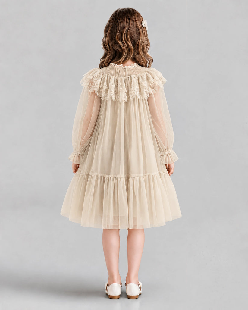 Champagne A-line Flower Girl Dresses Back