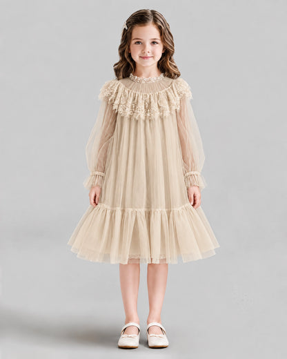 Champagne A-line Flower Girl Dresses Front