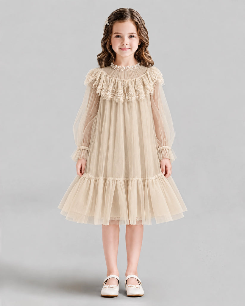 Champagne A-line Flower Girl Dresses Front