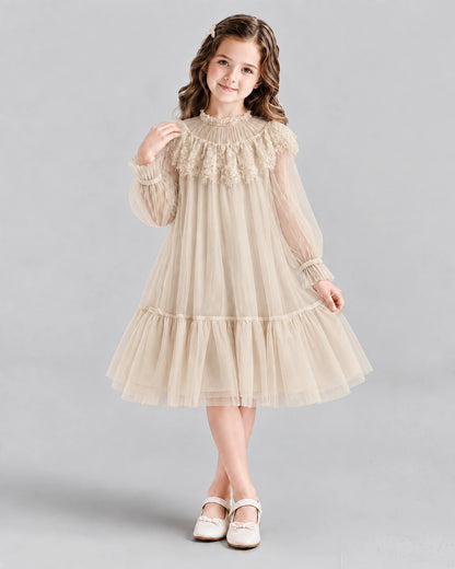 Champagne A-line Flower Girl Dresses Pose