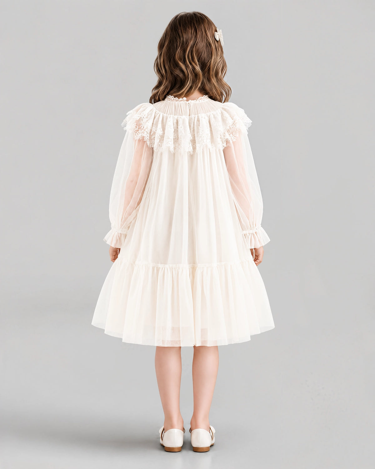 Ivory A-line Flower Girl Dresses Back