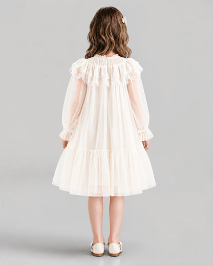 Ivory A-line Flower Girl Dresses Back