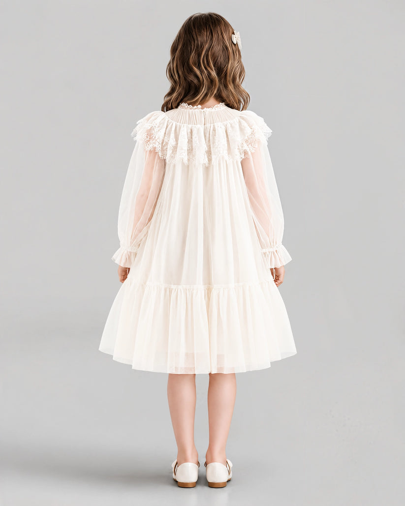 Ivory A-line Flower Girl Dresses Back