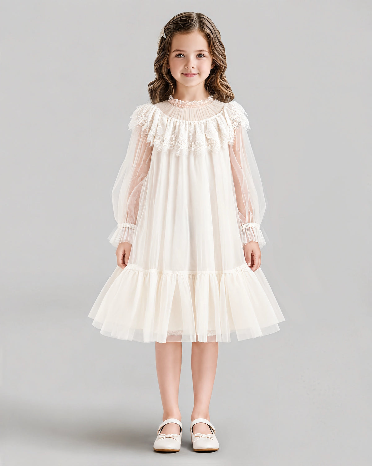 Ivory A-line Flower Girl Dresses Front