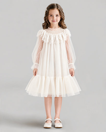 Ivory A-line Flower Girl Dresses Front