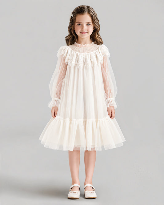 Ivory A-line Flower Girl Dresses Front