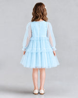 Baby Blue A-line Girls Formal Dresses Back