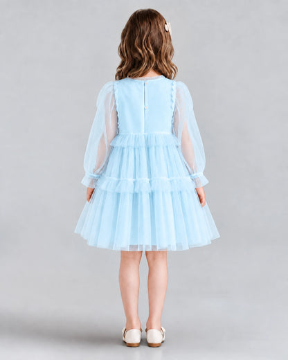 Baby Blue A-line Girls Formal Dresses Back