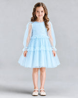 Baby Blue A-line Girls Formal Dresses Front