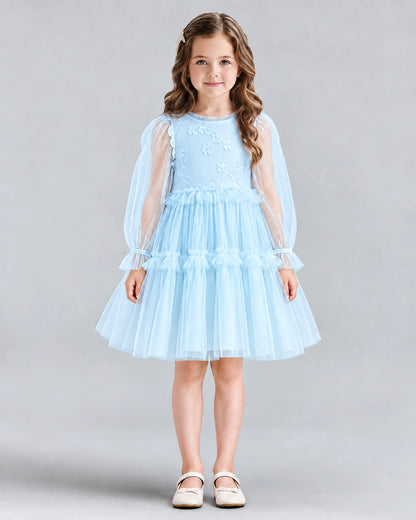 Baby Blue A-line Girls Formal Dresses Front