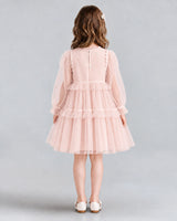 Blush Pink A-line Girls Formal Dresses Back