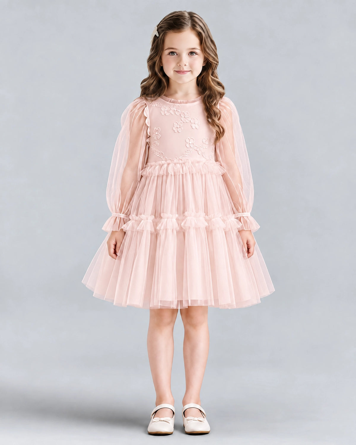 Blush Pink A-line Girls Formal Dresses Front