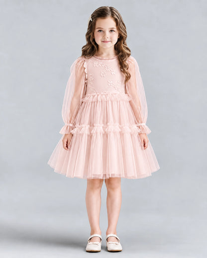 Blush Pink A-line Girls Formal Dresses Front