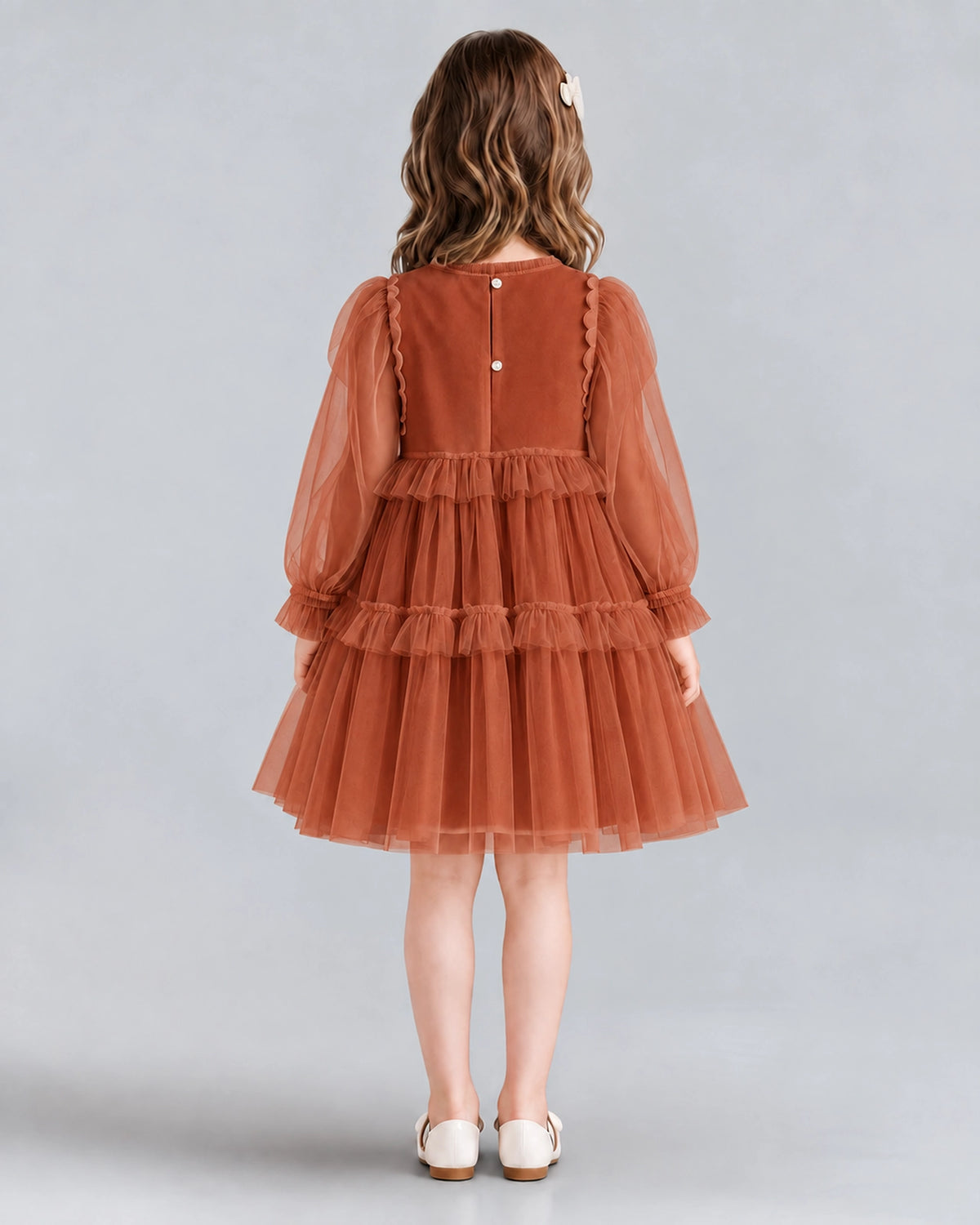Burnt Orange A-line Girls Formal Dresses Back