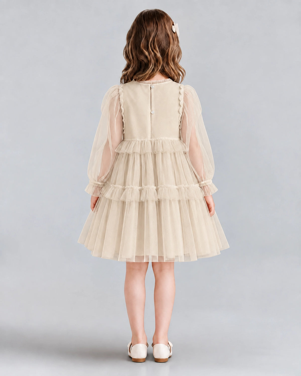 Champagne A-line Girls Formal Dresses Back