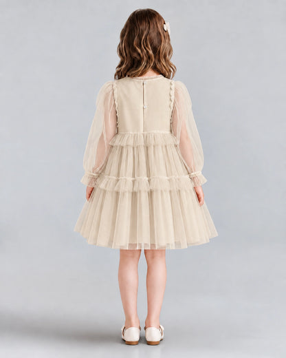 Champagne A-line Girls Formal Dresses Back