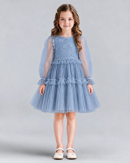 Dusty Blue A-line Girls Formal Dresses Front