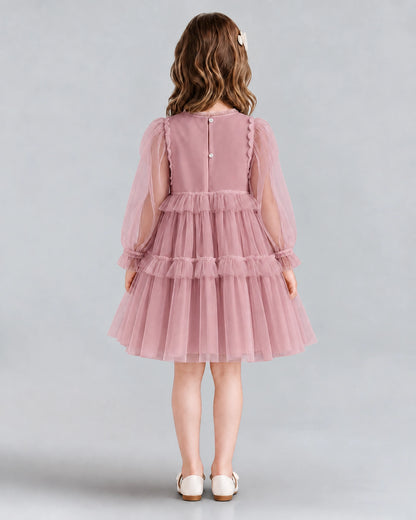 Dusty Rose A-line Girls Formal Dresses Back