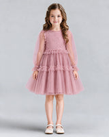 Dusty Rose A-line Girls Formal Dresses Front