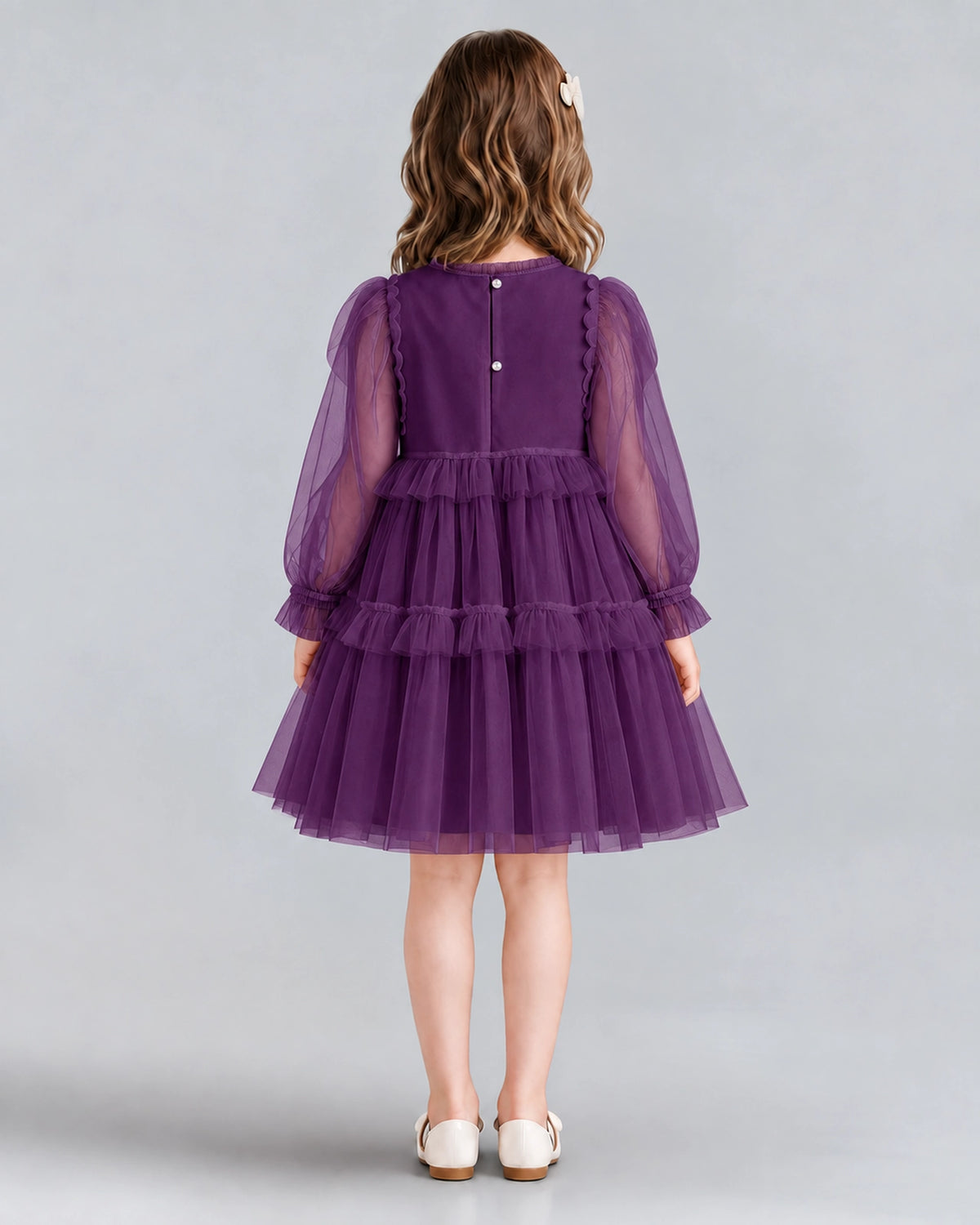 Grape A-line Girls Formal Dresses Back