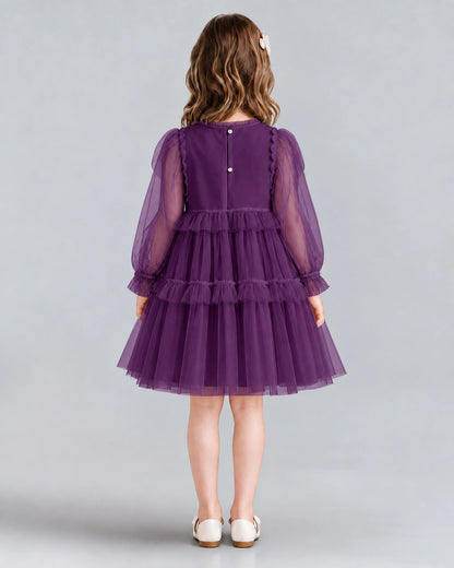 Grape A-line Girls Formal Dresses Back