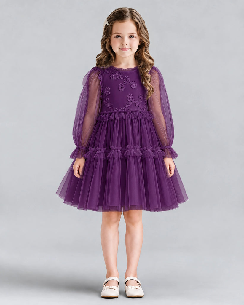 Grape A-line Girls Formal Dresses Front