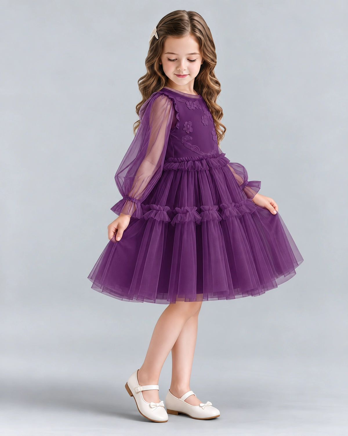 Grape A-line Girls Formal Dresses Side