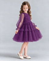 Grape A-line Girls Formal Dresses Side