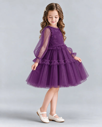 Grape A-line Girls Formal Dresses Side