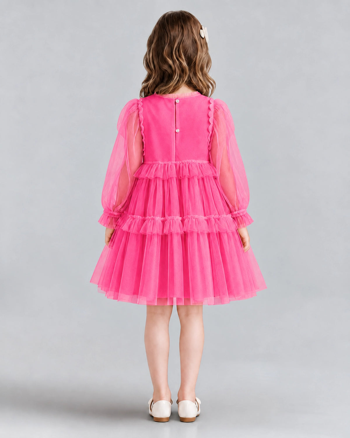 Hot Pink A-line Girls Formal Dresses Back