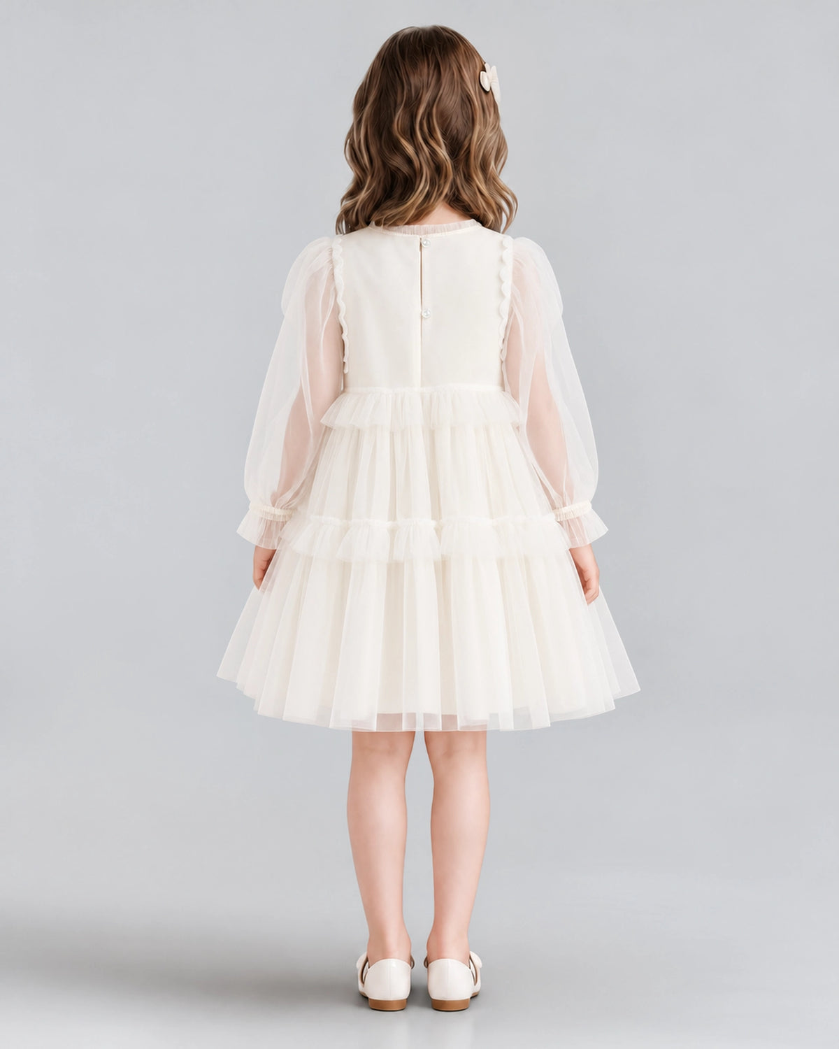 Ivory A-line Girls Formal Dresses Back